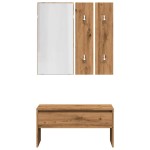 vidaXL Set de mobilier pentru hol din lemn de stejar artizanal