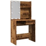 vidaXL Masa de toaleta cu LED lemn vechi 74,5x40x141 cm