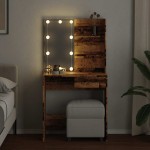 vidaXL Masa de toaleta cu LED lemn vechi 74,5x40x141 cm