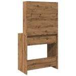 vidaXL Masa de toaleta cu LED Artisan Stejar 74,5x40x141 cm