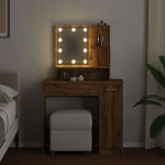 vidaXL Masă de toaletă cu LED, stejar artizanal, 86,5x35x136 cm vidaXL Masă de toaletă cu LED, stejar artizanal, 86,5x35x136 cm