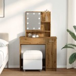 vidaXL Masă de toaletă cu LED, stejar artizanal, 86,5x35x136 cm vidaXL Masă de toaletă cu LED, stejar artizanal, 86,5x35x136 cm