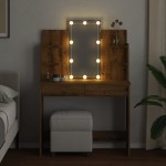 vidaXL Masă de toaletă cu LED-uri, stejar artizanal, 96x40x142 cm vidaXL Masă de toaletă cu LED-uri, stejar artizanal, 96x40x142 cm