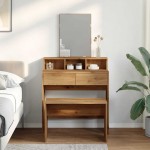 vidaXL Taburet de toaletă Stejar artizanal 70x35x45 cm Lemn prelucrat vidaXL Taburet de toaletă Stejar artizanal 70x35x45 cm Lemn prelucrat