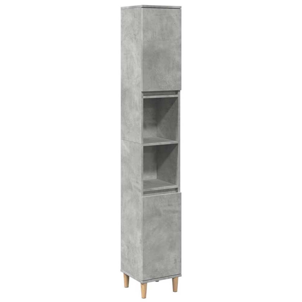 vidaXL Dulap de baie, gri beton, 30x30x190 cm, lemn prelucrat