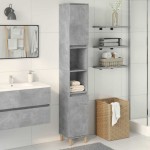 vidaXL Dulap de baie, gri beton, 30x30x190 cm, lemn prelucrat