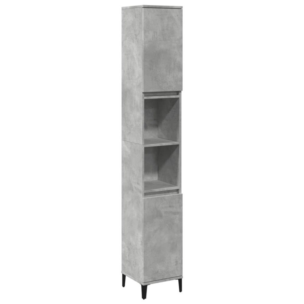 vidaXL Dulap de baie, gri beton, 30x30x190 cm, lemn prelucrat