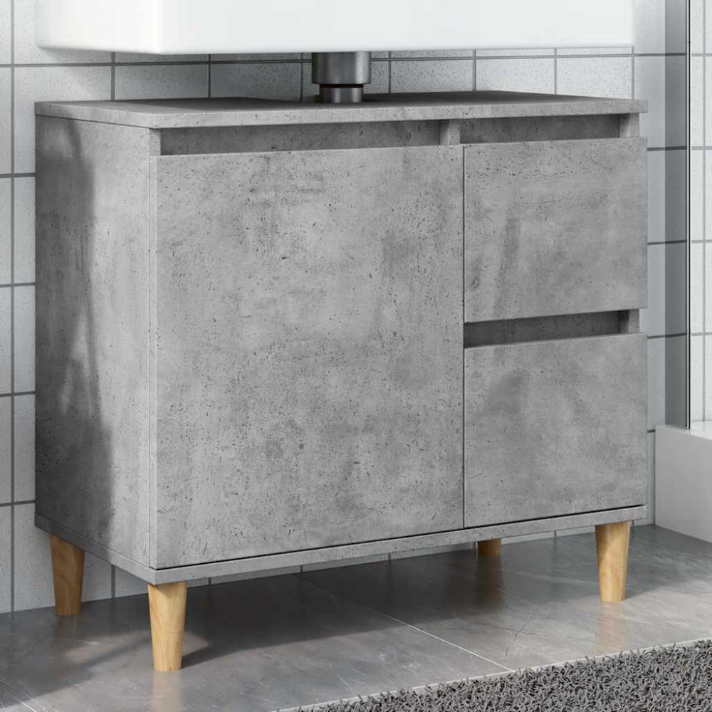 vidaXL Dulap de chiuvetă, gri beton, 65x33x60 cm, lemn prelucrat
