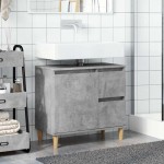 vidaXL Dulap de chiuvetă, gri beton, 65x33x60 cm, lemn prelucrat vidaXL Dulap de chiuvetă, gri beton, 65x33x60 cm, lemn prelucrat