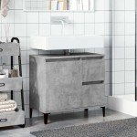 vidaXL Dulap de chiuvetă, gri beton, 65x33x60 cm, lemn prelucrat vidaXL Dulap de chiuvetă, gri beton, 65x33x60 cm, lemn prelucrat