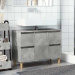 vidaXL Dulap de chiuvetă, gri beton, 80x33x60 cm, lemn prelucrat vidaXL Dulap de chiuvetă, gri beton, 80x33x60 cm, lemn prelucrat