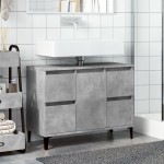 vidaXL Dulap de chiuvetă, gri beton, 80x33x60 cm, lemn prelucrat vidaXL Dulap de chiuvetă, gri beton, 80x33x60 cm, lemn prelucrat