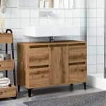 vidaXL Dulap de chiuvetă stejar artizanal, 80x33x60 cm, lemn prelucrat vidaXL Dulap de chiuvetă stejar artizanal, 80x33x60 cm, lemn prelucrat