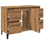 vidaXL Dulap de chiuvetă stejar artizanal, 80x33x60 cm, lemn prelucrat vidaXL Dulap de chiuvetă stejar artizanal, 80x33x60 cm, lemn prelucrat