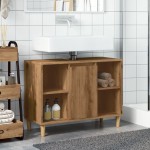 vidaXL Dulap pentru baie stejar artizanal, 80x33x60 cm, lemn prelucrat vidaXL Dulap pentru baie stejar artizanal, 80x33x60 cm, lemn prelucrat