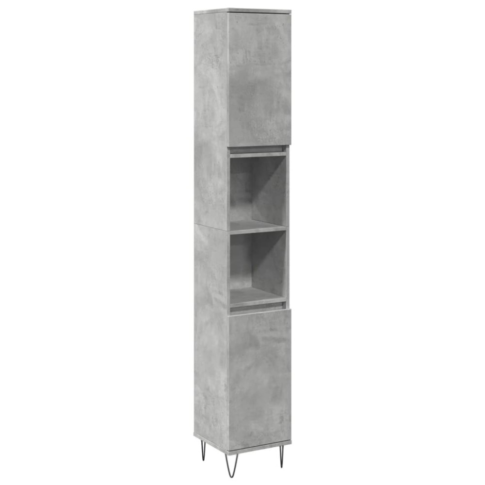 vidaXL Dulap de baie, gri beton, 30x30x190 cm, lemn prelucrat