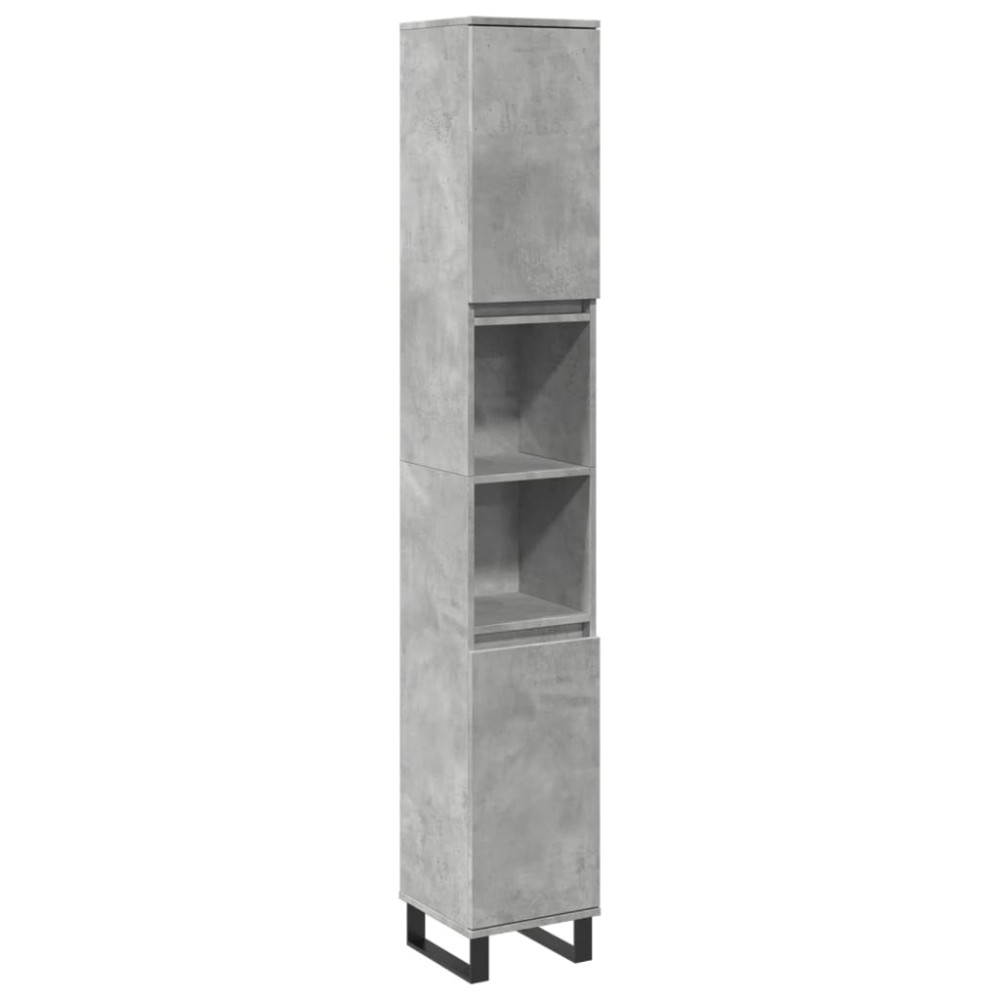 vidaXL Dulap de baie, gri beton, 30x30x190 cm, lemn prelucrat
