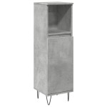 vidaXL Dulap de baie, gri beton, 30x30x100 cm, lemn prelucrat