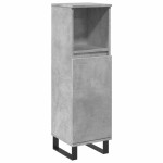 vidaXL Dulap de baie, gri beton, 30x30x100 cm, lemn prelucrat