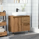 vidaXL Dulap de baie, stejar artizanal, 65x33x60 cm, lemn prelucrat vidaXL Dulap de baie, stejar artizanal, 65x33x60 cm, lemn prelucrat