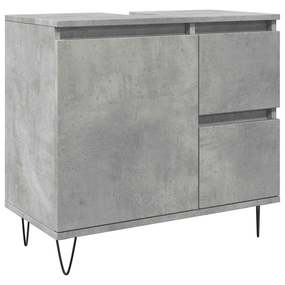 vidaXL Dulap de chiuvetă baie, gri beton, 65x33x60 cm, lemn prelucrat