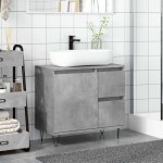vidaXL Dulap de chiuvetă baie, gri beton, 65x33x60 cm, lemn prelucrat vidaXL Dulap de chiuvetă baie, gri beton, 65x33x60 cm, lemn prelucrat