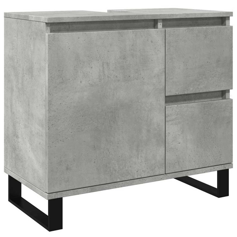 vidaXL Dulap de chiuvetă baie, gri beton, 65x33x60 cm, lemn prelucrat