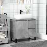 vidaXL Dulap de chiuvetă baie, gri beton, 65x33x60 cm, lemn prelucrat vidaXL Dulap de chiuvetă baie, gri beton, 65x33x60 cm, lemn prelucrat