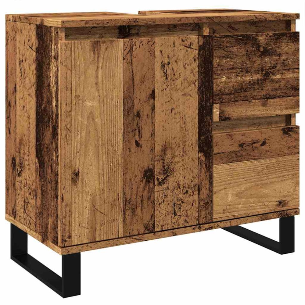vidaXL Dulap chiuvetă baie, lemn vechi, 65x33x60 cm, lemn prelucrat