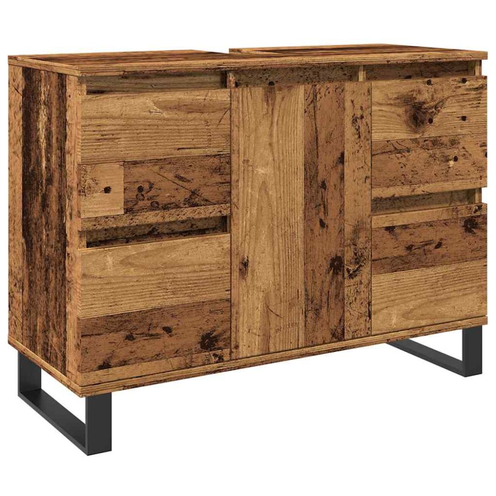 vidaXL Dulap chiuvetă baie, lemn vechi, 80x33x60 cm, lemn prelucrat