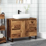 vidaXL Dulap chiuvetă baie, lemn vechi, 80x33x60 cm, lemn prelucrat vidaXL Dulap chiuvetă baie, lemn vechi, 80x33x60 cm, lemn prelucrat