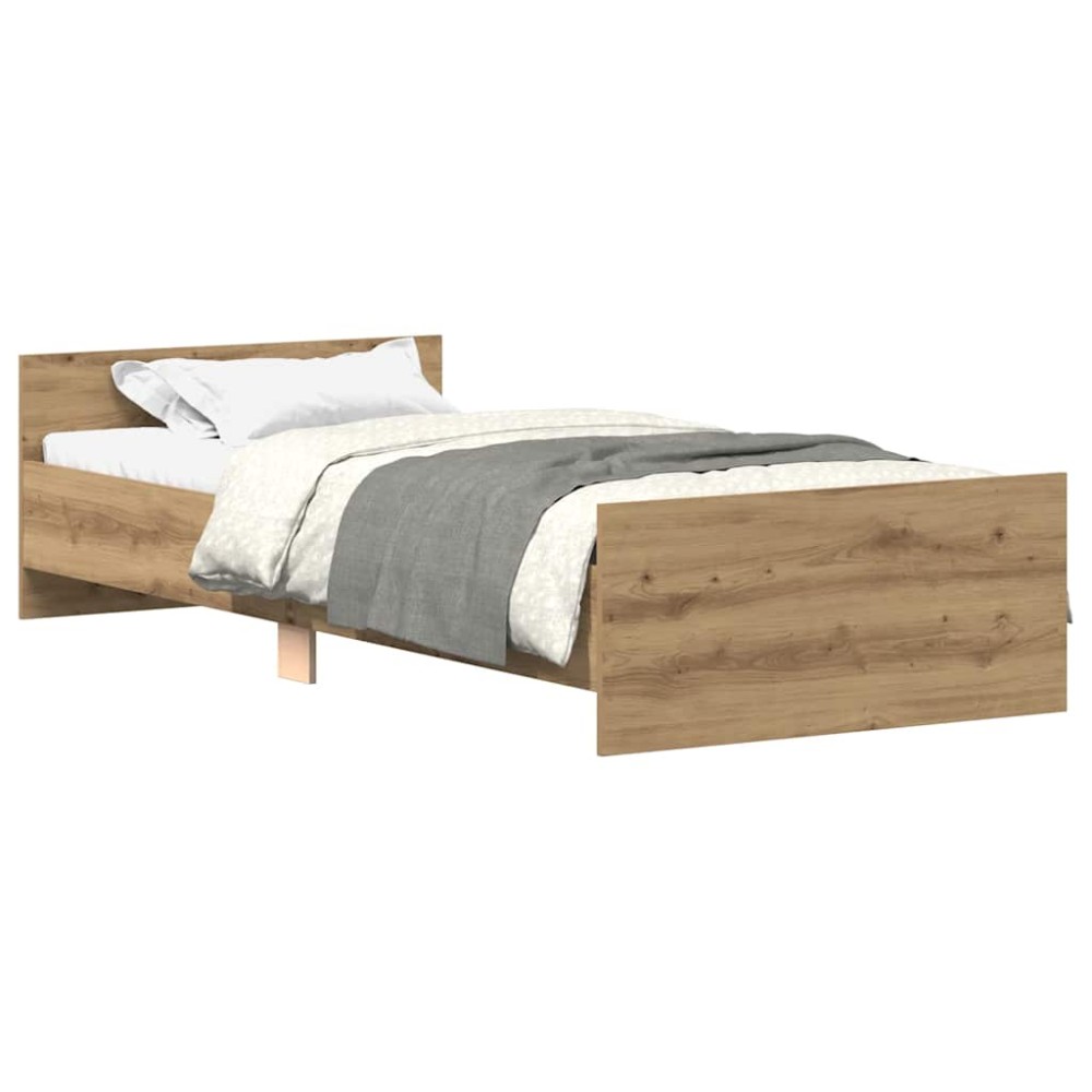 vidaXL Cadru de pat fără saltea Stejar Artisan 90x200cm Lemn prelucrat