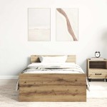 vidaXL Cadru de pat fără saltea Stejar Artisan 90x200cm Lemn prelucrat