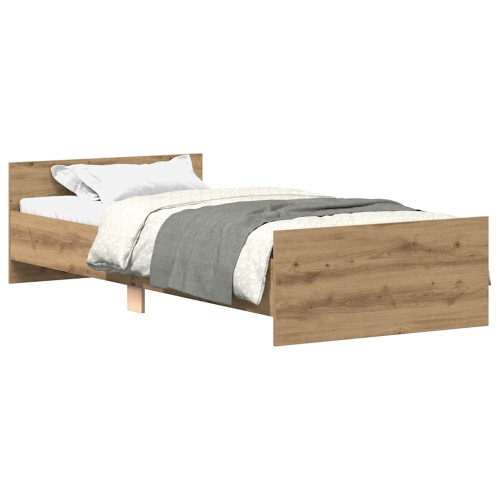 vidaXL Cadru de pat fără saltea Stejar Artisan 90x190cm Lemn prelucrat