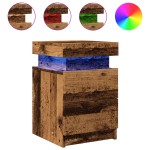vidaXL Noptieră cu LED, lemn învechit, 35x39x55 cm, lemn prelucrat vidaXL Noptieră cu LED, lemn învechit, 35x39x55 cm, lemn prelucrat