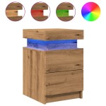 vidaXL Noptiere 2 buc LED stejar artizanal 35x39x55 cm lemn prelucrat