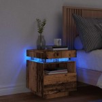 vidaXL Noptieră cu lumini LED, lemn vechi, 40x39x48,5 cm vidaXL Noptieră cu lumini LED, lemn vechi, 40x39x48,5 cm
