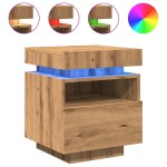 vidaXL Noptieră cu lumini LED, stejar artizanal, 40x39x48,5 cm vidaXL Noptieră cu lumini LED, stejar artizanal, 40x39x48,5 cm