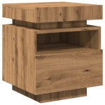 vidaXL Noptiere cu lumini LED, 2 buc., stejar artizanal, 40x39x48,5 cm