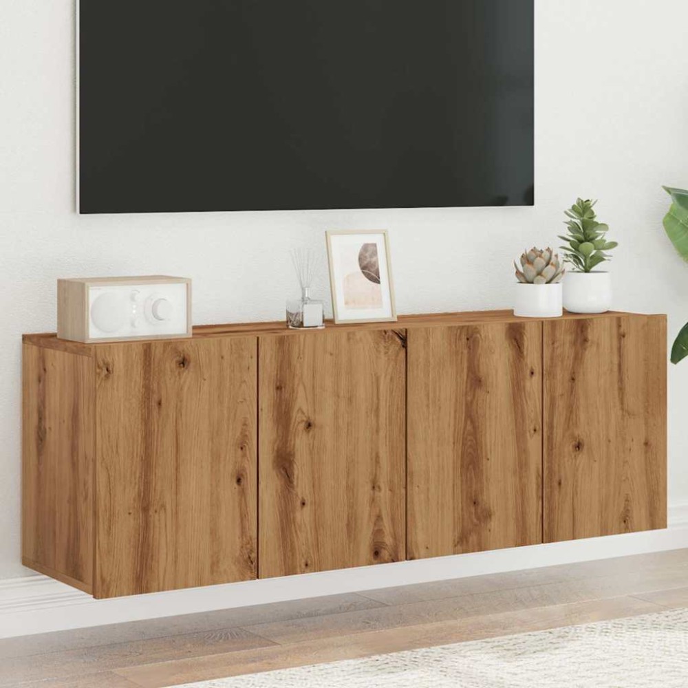 vidaXL Comodă TV de perete, 2 buc. stejar artizanal, 60x30x41 cm