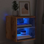 vidaXL Comodă TV de perete cu lumini LED, lemn vechi, 30x28,5x30 cm vidaXL Comodă TV de perete cu lumini LED, lemn vechi, 30x28,5x30 cm