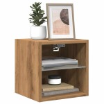 vidaXL Comodă TV de perete cu lumini LED Stejar artizanal 30x28,5x30cm vidaXL Comodă TV de perete cu lumini LED Stejar artizanal 30x28,5x30cm