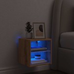 vidaXL Comodă TV de perete cu lumini LED Stejar artizanal 30x28,5x30cm vidaXL Comodă TV de perete cu lumini LED Stejar artizanal 30x28,5x30cm