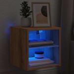 vidaXL Comodă TV de perete cu lumini LED Stejar artizanal 30x28,5x30cm vidaXL Comodă TV de perete cu lumini LED Stejar artizanal 30x28,5x30cm
