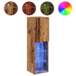 vidaXL Comodă TV cu lumini LED, lemn vechi, 30,5x30x102 cm vidaXL Comodă TV cu lumini LED, lemn vechi, 30,5x30x102 cm