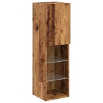 vidaXL Comodă TV cu lumini LED, lemn vechi, 30,5x30x102 cm vidaXL Comodă TV cu lumini LED, lemn vechi, 30,5x30x102 cm