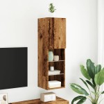 vidaXL Comodă TV cu lumini LED, lemn vechi, 30,5x30x102 cm vidaXL Comodă TV cu lumini LED, lemn vechi, 30,5x30x102 cm