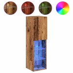 vidaXL Comode TV cu lumini LED, 2 buc., lemn vechi, 30,5x30x102 cm