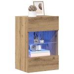 vidaXL Comode de perete cu lumini LED pentru TV, 2 buc. Stejar artizanal 40x30x60,5 cm
