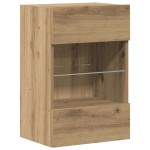 vidaXL Comode de perete cu lumini LED pentru TV, 2 buc. Stejar artizanal 40x30x60,5 cm